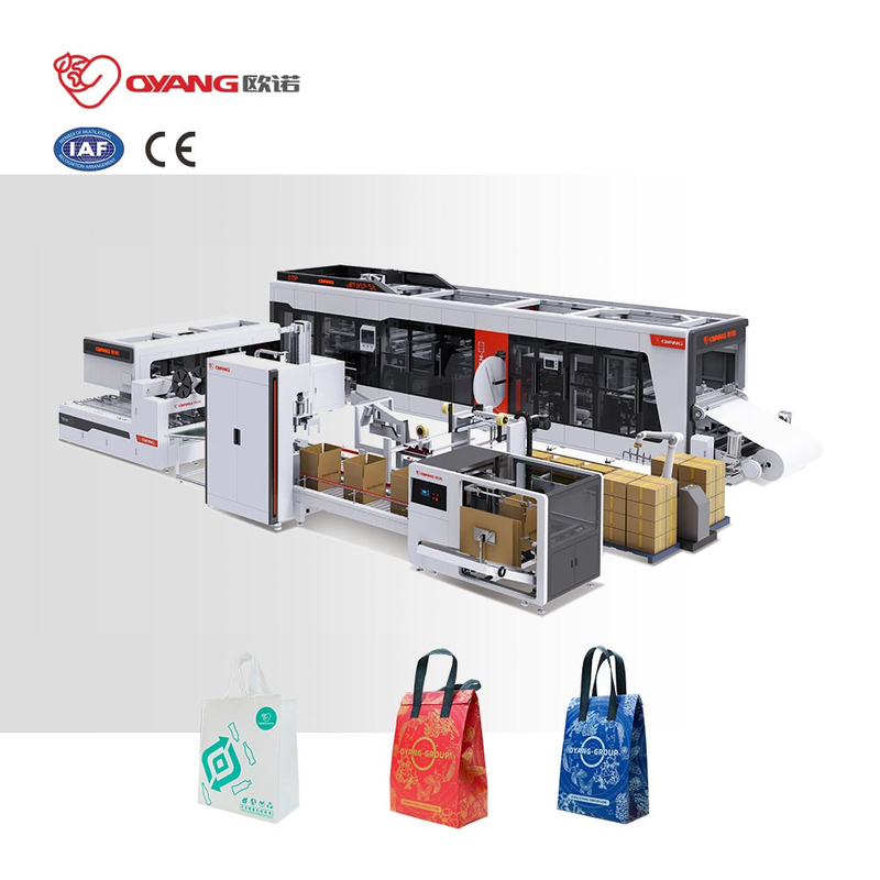 OYANG Machinery TECH 26 เครื่องทำถุงกล่องไม่ทออัตโนมัติพร้อมหูหิ้วออนไลน์
