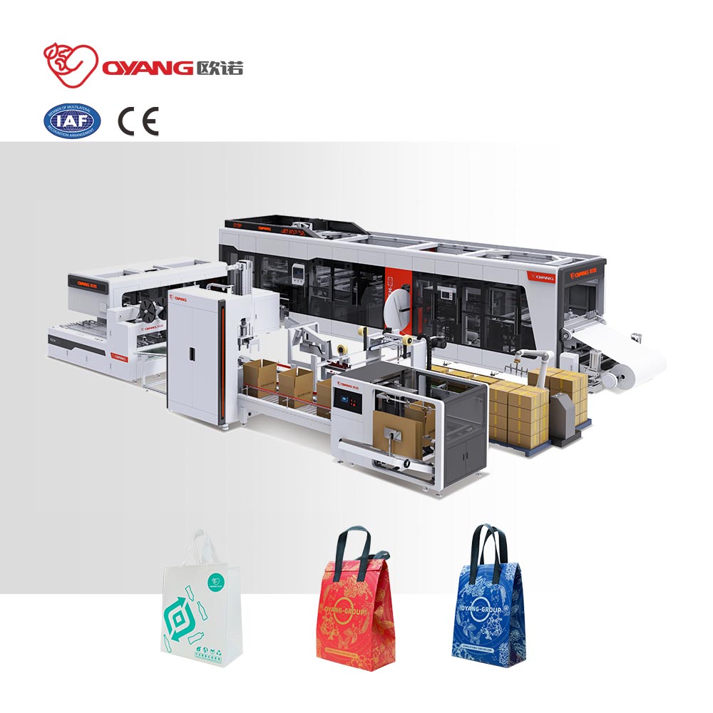 OYANG Machinery TECH 26 เครื่องทำถุงกล่องไม่ทออัตโนมัติพร้อมหูหิ้วออนไลน์
