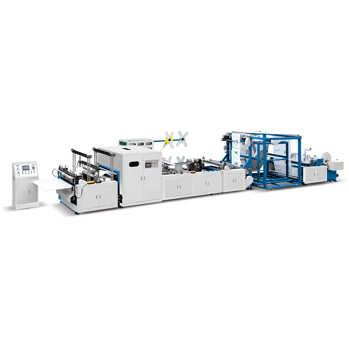 OYANG 15 XB-700/800 เครื่องทำถุงนอนวูฟเวน 5-in-1 พร้อมอุปกรณ์จับแบบออนไลน์